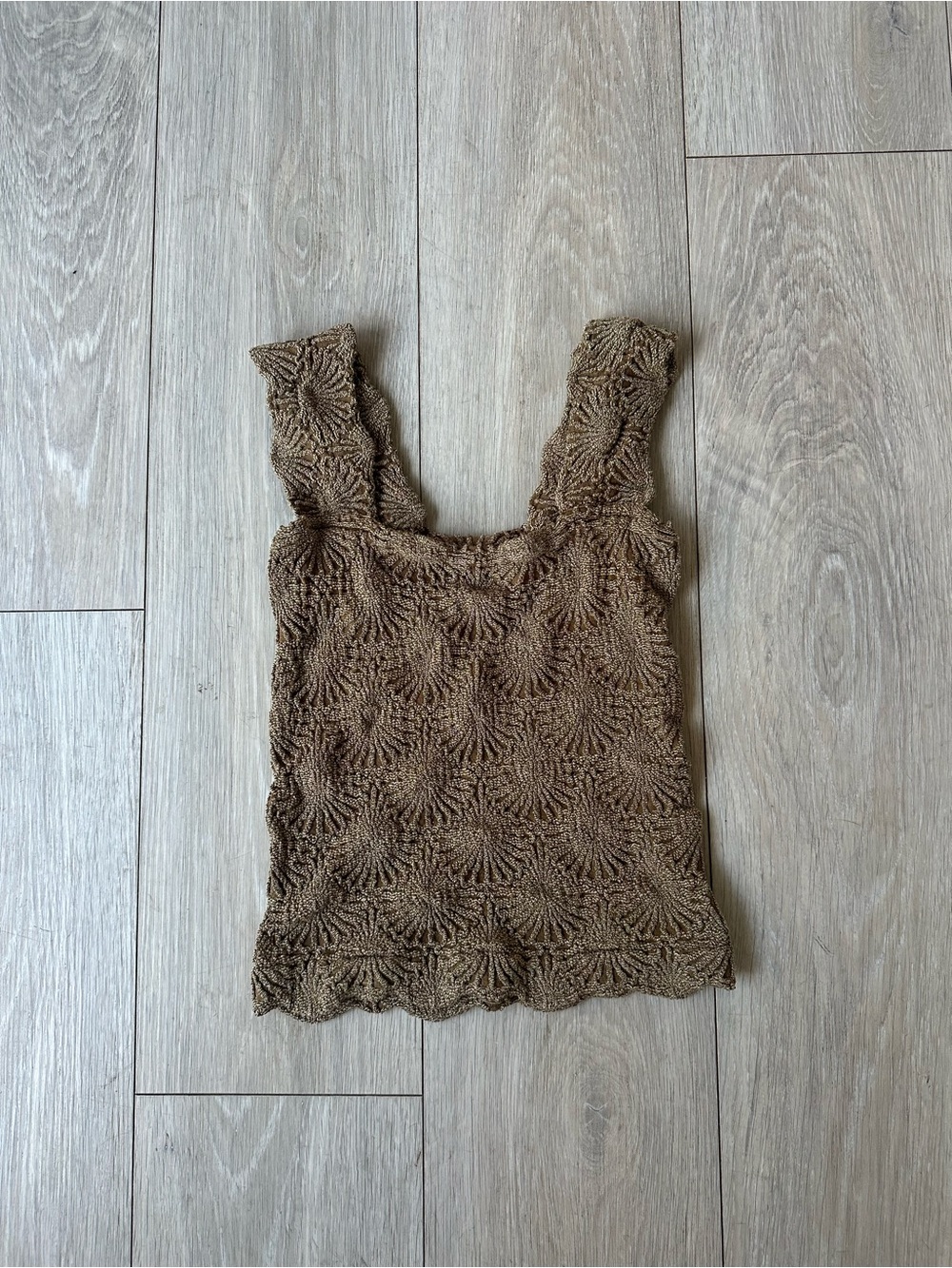 Free People Olive Green Crochet Tank Top